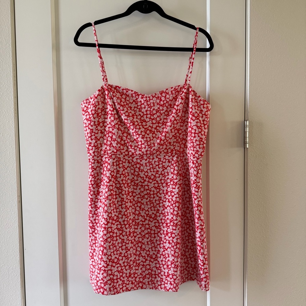 French Connection Red White Floral Mini Slip Dress NWOT Size 12 (XL)